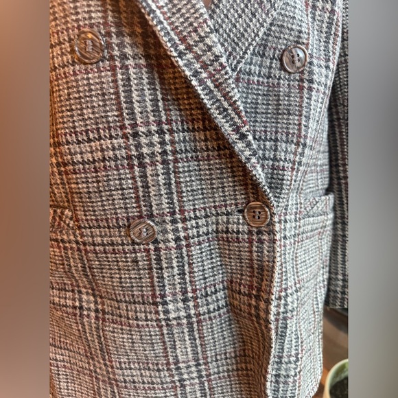 Vintage 80’s Casa de Lana 100% Virgin Wool Gray Plaid Jacket Blazer Size 5/6 - Picture 5 of 15